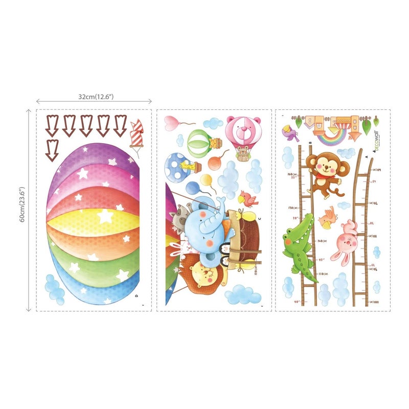 DECOWALL BS-1606 Animal Hot Air Balloon Height Growth Chart Kids Wall Stickers Wall Decals Peel and Stick Removable Wall Stickers for Kids Nursery Bedroom Living Room d?cor - Image 5